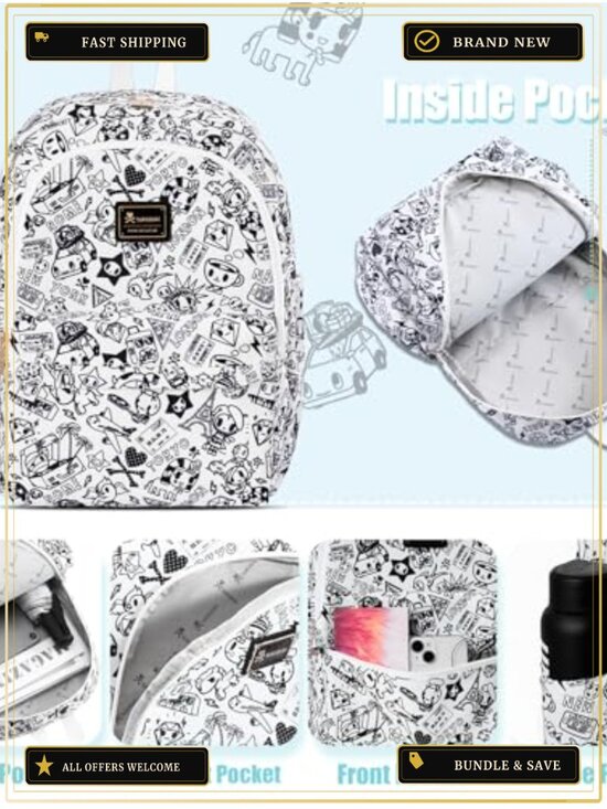 tokidoki Unicorno Laptop Backpack Canvas Travel Daypack Fits 14 Laptop